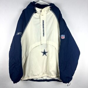 Reebok NFL Team Apparel Jacket Men 2XL White Blue Fleece Dallas Cowboys-On Field
